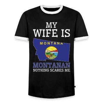 Rien ne me fait peur Montanan Wife Montana - T-shirt contrasté Homme - noir/blanc - Devant - AI Model Female 172 light (172cm) & AI Model Male 178 light (178cm)