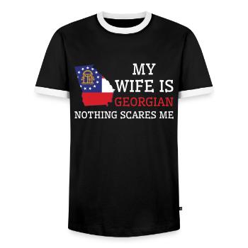 Rien ne me fait peur femme géorgienne Georgia - T-shirt contrasté Homme - noir/blanc - Devant - AI Model Female 172 light (172cm) & AI Model Male 178 light (178cm)