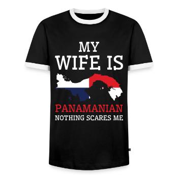 Nothing Scares Me Panamanian Wife Panama - Men's Ringer Shirt - black/white - Front - AI Model Female 172 light (172cm) & AI Model Male 178 light (178cm)