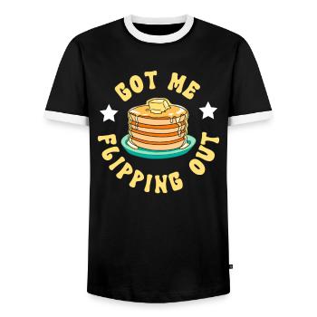 Pancake Maker Breakfast Pancake Day Pancakes - Men's Ringer Shirt - black/white - Front - AI Model Female 172 light (172cm) & AI Model Male 178 light (178cm)