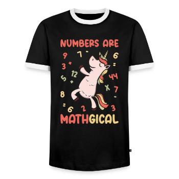 Mathematik Zahlenliebhaber Mathematik Einhorn - Männer Kontrast-T-Shirt - Schwarz/Weiß - Vorne - AI Model Female 172 light (172cm) & AI Model Male 178 light (178cm)