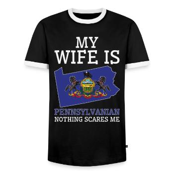 Rien ne me fait peur Pennsylvanian Wife - T-shirt contrasté Homme - noir/blanc - Devant - AI Model Female 172 light (172cm) & AI Model Male 178 light (178cm)