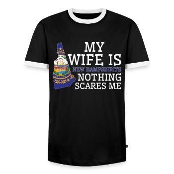 Nothing Scares Me New Hampshirite Wife New - Men's Ringer Shirt - black/white - Front - AI Model Female 172 light (172cm) & AI Model Male 178 light (178cm)