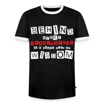 Ruhestand Leben Zitat Lektion Großeltern Weisheit - Männer Kontrast-T-Shirt - Schwarz/Weiß - Vorne - AI Model Female 172 light (172cm) & AI Model Male 178 light (178cm)