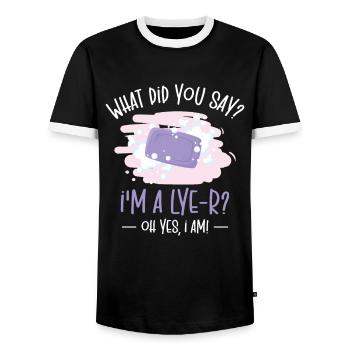 Soap Dealer Homemade Soap Soaper Soap Hobbyist - Men's Ringer Shirt - black/white - Front - AI Model Female 172 light (172cm) & AI Model Male 178 light (178cm)