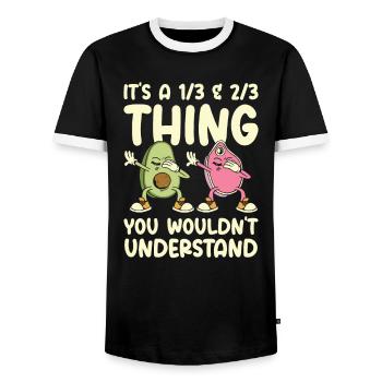Keto Diet Avocado Fruit Ketogenic Food Meat - Men's Ringer Shirt - black/white - Front - AI Model Female 172 light (172cm) & AI Model Male 178 light (178cm)
