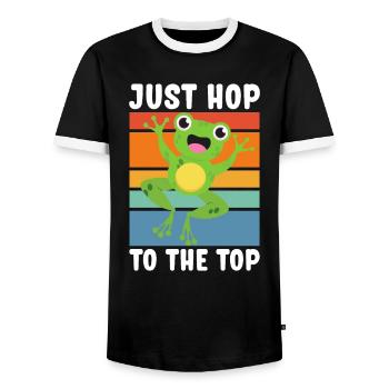 Red Eyed Tree Frog Cute Rainforest Amphibian - Men's Ringer Shirt - black/white - Front - AI Model Female 172 light (172cm) & AI Model Male 178 light (178cm)