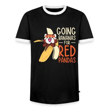 Niedliches Tier Roter Panda Banane Obst Wildlife - Männer Kontrast-T-Shirt - Schwarz/Weiß - Vorne - AI Model Female 172 light (172cm) & AI Model Male 178 light (178cm)