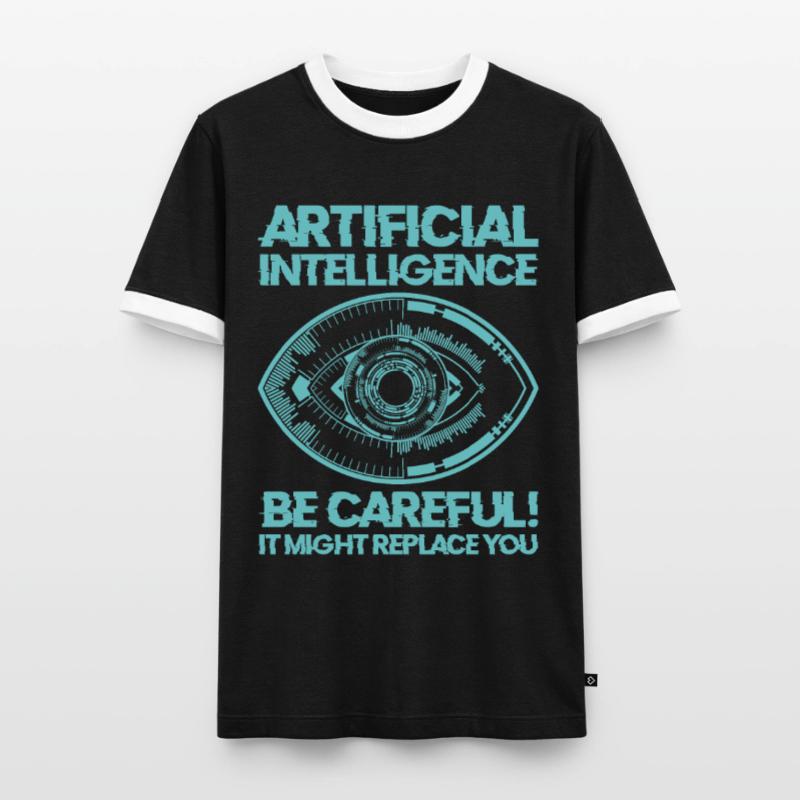 AI Machine Learning Computer Geek Technology Robot Men's Ringer Shirt