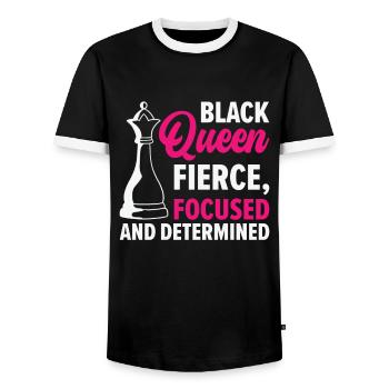 International Women's Day African American Black - Men's Ringer Shirt - black/white - Front - AI Model Female 172 light (172cm) & AI Model Male 178 light (178cm)
