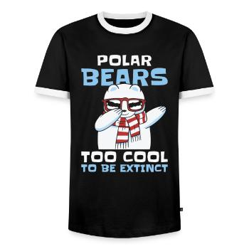 World Wildlife Day Polar Bear Arctic Wildlife - Men's Ringer Shirt - black/white - Front - AI Model Female 172 light (172cm) & AI Model Male 178 light (178cm)
