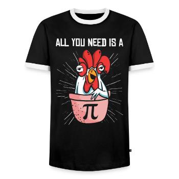 Pi Day Math Pie Huhn Topf Pi Zahl - Männer Kontrast-T-Shirt - Schwarz/Weiß - Vorne - AI Model Female 172 light (172cm) & AI Model Male 178 light (178cm)