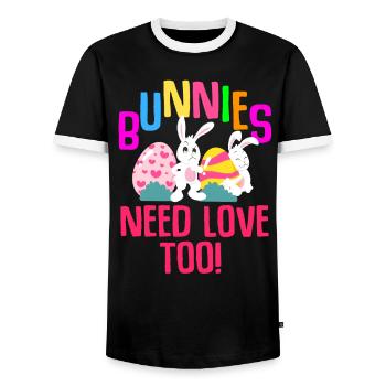 Ostern Kaninchen Osterhase Blumen Eier - Männer Kontrast-T-Shirt - Schwarz/Weiß - Vorne - AI Model Female 172 light (172cm) & AI Model Male 178 light (178cm)