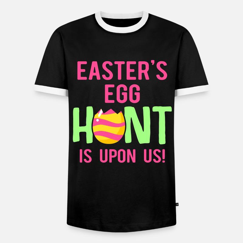 Easter Rabbit Easter Flowers Eggs - Men's Ringer Shirt - black/white