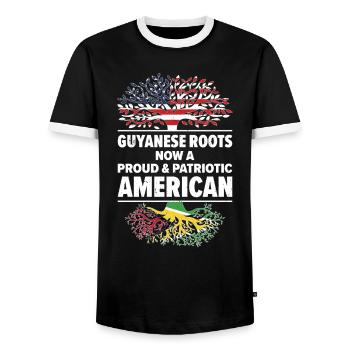 Geboren in Guyana Guyana Amerikanisch USA - Männer Kontrast-T-Shirt - Schwarz/Weiß - Vorne - AI Model Female 172 light (172cm) & AI Model Male 178 light (178cm)