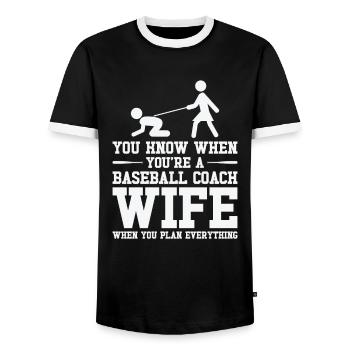 Baseball-Trainerin Ehefrau Berufstätige Mutter - Männer Kontrast-T-Shirt - Schwarz/Weiß - Vorne - AI Model Female 172 light (172cm) & AI Model Male 178 light (178cm)