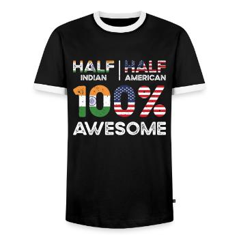 Born Indian India American USA Citizenship - Men's Ringer Shirt - black/white - Front - AI Model Female 172 light (172cm) & AI Model Male 178 light (178cm)