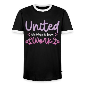 Coworker Unity Office Work Family Employee - Men's Ringer Shirt - black/white - Front - AI Model Female 172 light (172cm) & AI Model Male 178 light (178cm)
