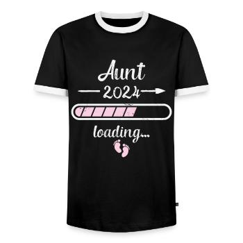 Tante 2024 Loading Schwangerschaft Tante Geburt - Männer Kontrast-T-Shirt - Schwarz/Weiß - Vorne - AI Model Female 172 light (172cm) & AI Model Male 178 light (178cm)