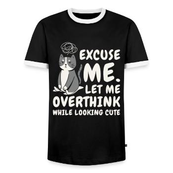 Amoureux des chats Surpenseurs Animaux de compagnie Penseurs excessifs - T-shirt contrasté Homme - noir/blanc - Devant - AI Model Female 172 light (172cm) & AI Model Male 178 light (178cm)