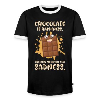 Best Medicine Chocolate Dessert Chocolate Lover - Men's Ringer Shirt - black/white - Front - AI Model Female 172 light (172cm) & AI Model Male 178 light (178cm)