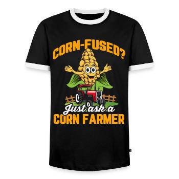 Maïs Agriculture Cultures Agriculture - T-shirt contrasté Homme - noir/blanc - Devant - AI Model Female 172 light (172cm) & AI Model Male 178 light (178cm)