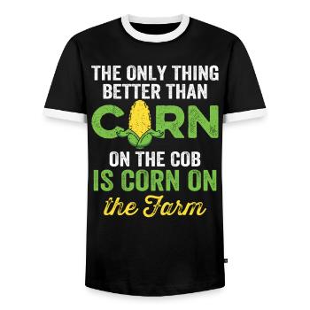 Corn Agriculture Crops Farming Farmer - Men's Ringer Shirt - black/white - Front - AI Model Female 172 light (172cm) & AI Model Male 178 light (178cm)
