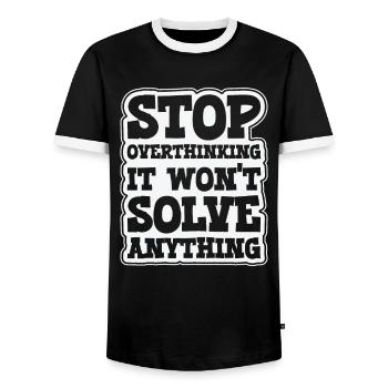 Overthinking Line Art Overthinker Anxiety Drawing - Men's Ringer Shirt - black/white - Front - AI Model Female 172 light (172cm) & AI Model Male 178 light (178cm)
