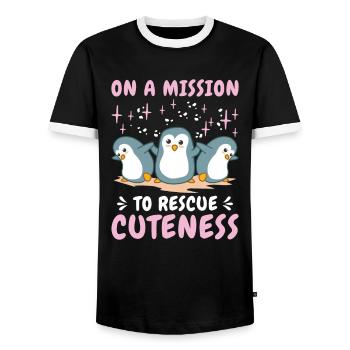 World Wildlife Day Penguin Nature Wildlife - Men's Ringer Shirt - black/white - Front - AI Model Female 172 light (172cm) & AI Model Male 178 light (178cm)
