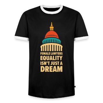 Internationaler Frauentag Juristin - Männer Kontrast-T-Shirt - Schwarz/Weiß - Vorne - AI Model Female 172 light (172cm) & AI Model Male 178 light (178cm)