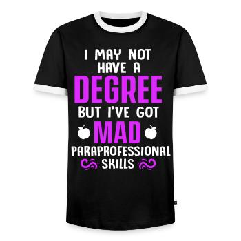 Paraprofessional Teacher Para Educator - Men's Ringer Shirt - black/white - Front - AI Model Female 172 light (172cm) & AI Model Male 178 light (178cm)