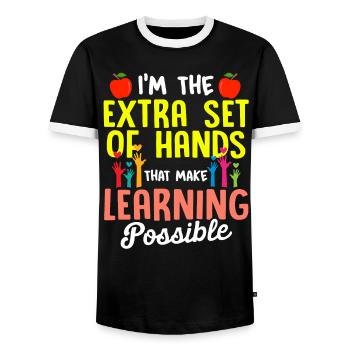 Paraprofessional Teacher Para Educator - Men's Ringer Shirt - black/white - Front - AI Model Female 172 light (172cm) & AI Model Male 178 light (178cm)