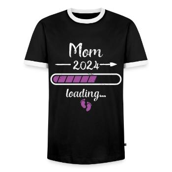 Mom 2024 Loading Schwangerschaft Mutter Mommy - Männer Kontrast-T-Shirt - Schwarz/Weiß - Vorne - AI Model Female 172 light (172cm) & AI Model Male 178 light (178cm)