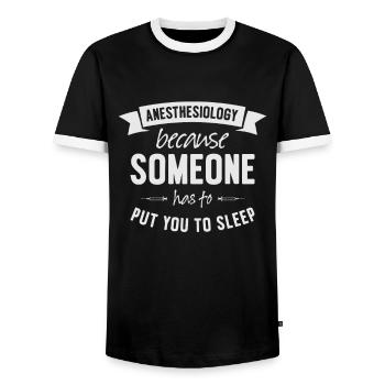 Anesthesia Anesthesiologist Nurse Anesthesiology - Men's Ringer Shirt - black/white - Front - AI Model Female 172 light (172cm) & AI Model Male 178 light (178cm)