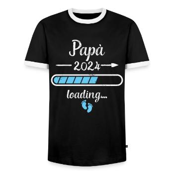 Papá 2024 Loading Schwangerschaft Papa Vater - Männer Kontrast-T-Shirt - Schwarz/Weiß - Vorne - AI Model Female 172 light (172cm) & AI Model Male 178 light (178cm)