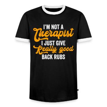 Massage Therapist Therapy Licensed Masseur - Men's Ringer Shirt - black/white - Front - AI Model Female 172 light (172cm) & AI Model Male 178 light (178cm)