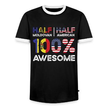 Born Moldovan Moldova American USA Citizenship - Men's Ringer Shirt - black/white - Front - AI Model Female 172 light (172cm) & AI Model Male 178 light (178cm)