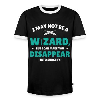 Anesthesia Anesthesiologist Nurse Anesthesiology - Men's Ringer Shirt - black/white - Front - AI Model Female 172 light (172cm) & AI Model Male 178 light (178cm)