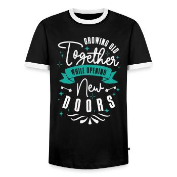 Retirement Couple Grandparents Life Quote Vintage - Men's Ringer Shirt - black/white - Front - AI Model Female 172 light (172cm) & AI Model Male 178 light (178cm)