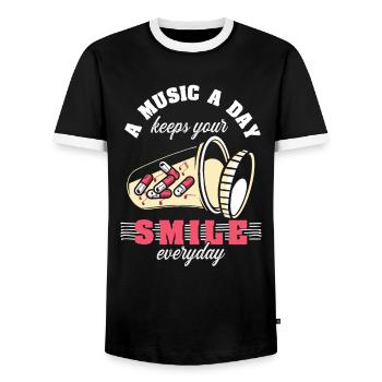 Best Medicine Music Self-care Music Lover - Men's Ringer Shirt - black/white - Front - AI Model Female 172 light (172cm) & AI Model Male 178 light (178cm)
