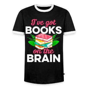 Librarian Bookworm Book Nerd Reading Library - Men's Ringer Shirt - black/white - Front - AI Model Female 172 light (172cm) & AI Model Male 178 light (178cm)