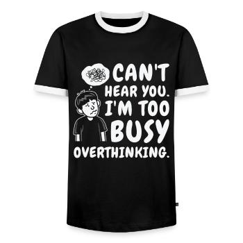 Suranalyse du dessin au trait Dessin Overthinker - T-shirt contrasté Homme - noir/blanc - Devant - AI Model Female 172 light (172cm) & AI Model Male 178 light (178cm)