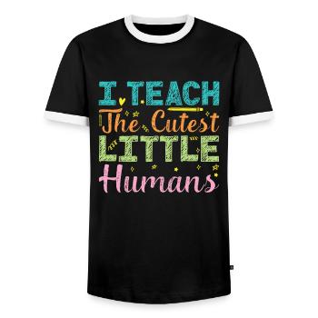 Enseignante éducatrice en éducation de la petite enfance - T-shirt contrasté Homme - noir/blanc - Devant - AI Model Female 172 light (172cm) & AI Model Male 178 light (178cm)