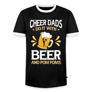 Cheerleader Proud Cheer Dad Cheerleading Beer - Men's Ringer Shirt - black/white - Front - AI Model Female 172 light (172cm) & AI Model Male 178 light (178cm)