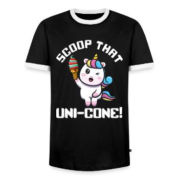 Rainbow Cute Unicorn Ice Cream Lover Mythical - Men's Ringer Shirt - black/white - Front - AI Model Female 172 light (172cm) & AI Model Male 178 light (178cm)