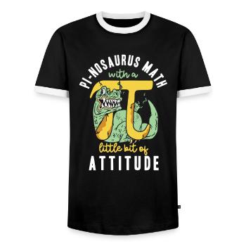 Pi-nosaurus math avec un peu de posture - T-shirt contrasté Homme - noir/blanc - Devant - AI Model Female 172 light (172cm) & AI Model Male 178 light (178cm)