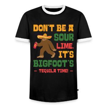 Cinco de Mayo Cryptozoology Bigfoot Fiesta Cryptid - Men's Ringer Shirt - black/white - Front - AI Model Female 172 light (172cm) & AI Model Male 178 light (178cm)