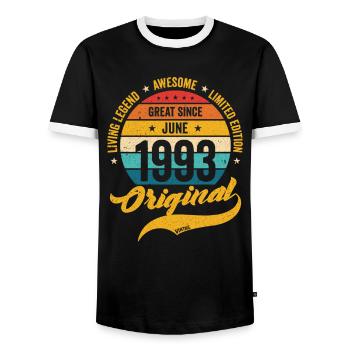 Retro 30 Jahre Juni 1993 Geburtstag Vintage Bday - Männer Kontrast-T-Shirt - Schwarz/Weiß - Vorne - AI Model Female 172 light (172cm) & AI Model Male 178 light (178cm)