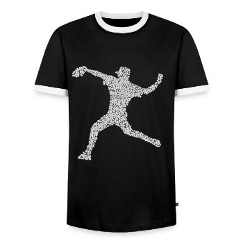 Baseball Pitcher Softball Catcher Baseball - Men's Ringer Shirt - black/white - Front - AI Model Female 172 light (172cm) & AI Model Male 178 light (178cm)
