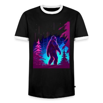 Bassquatch Bigfoot Stargazing Sasquatch Yeti - Men's Ringer Shirt - black/white - Front - AI Model Female 172 light (172cm) & AI Model Male 178 light (178cm)